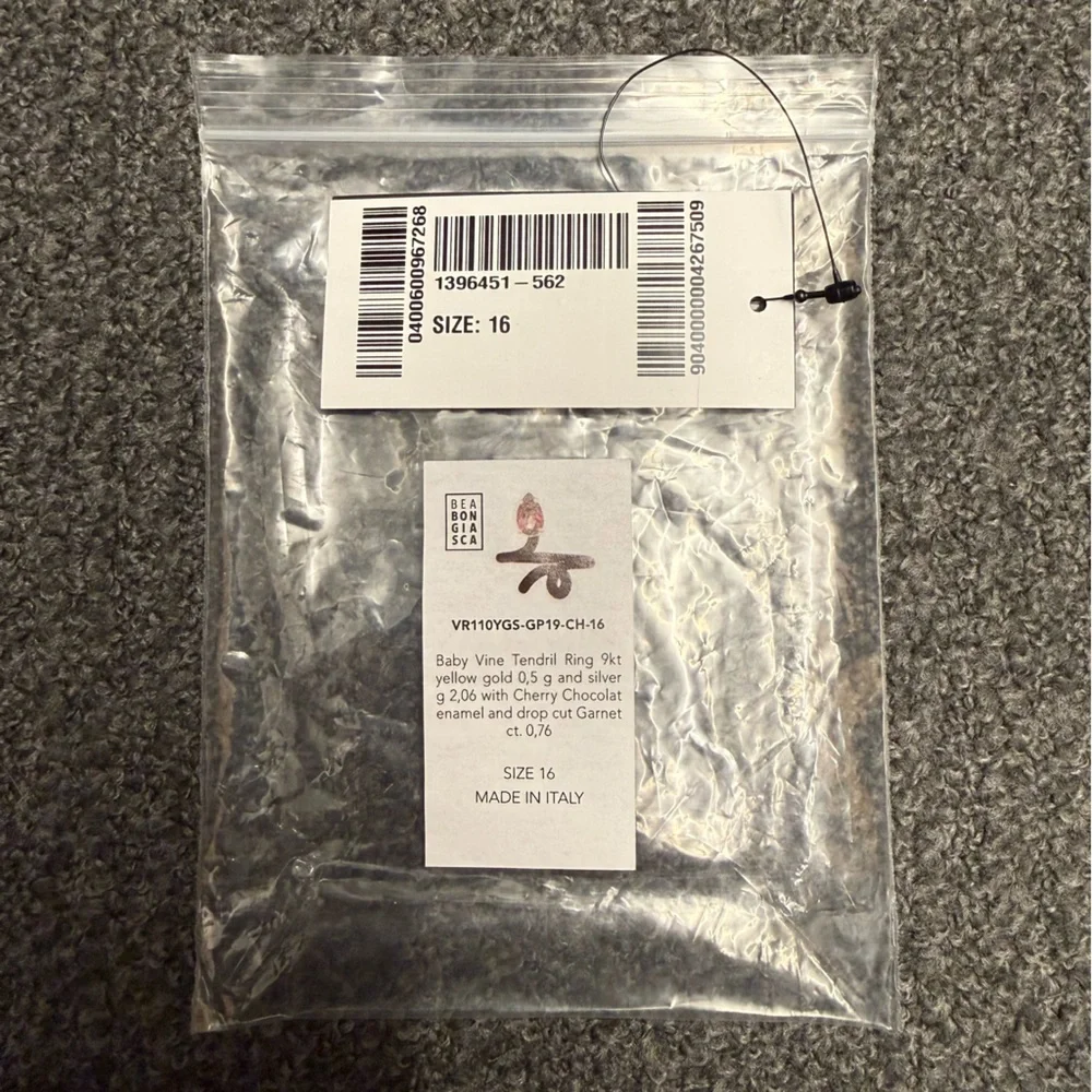 Bea Bongiasca Baby Vine Ring in Cherry Chocolate with Drop Cut Garnet - Picture 8 of 9